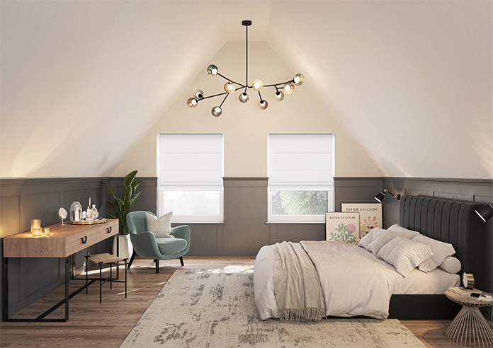 Atina (Blackout), Bright White - Motorised Roman Blind - Image 8